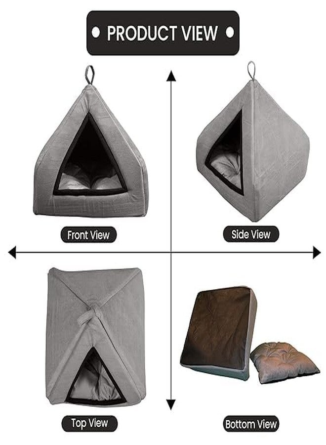 Blessing Pet Supply Premium Soft Velvet Pet Hut House | for Cats, Kittens and Small Dogs | with Reversible Cushion | Washable Cozy and Comfortable | Small | 40 x 40 x 40 cm (Cat Brown, Large) - Image 5